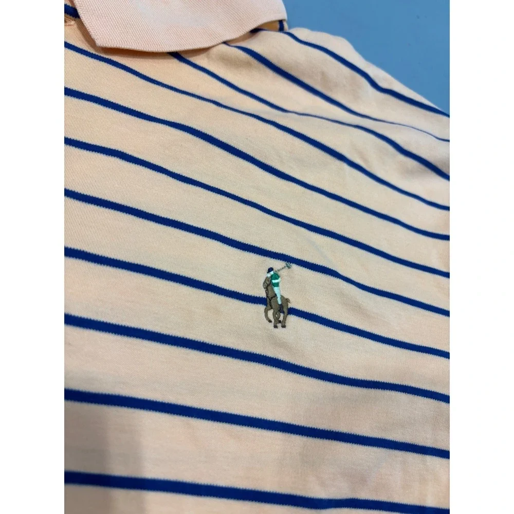 Polo Ralph Lauren Mens XL‎ Classic Fit Striped Short Sleeve Polo Shirt Orange
